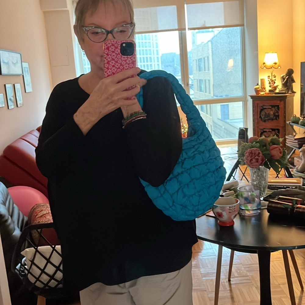 COS Mini quilted bag in turquoise